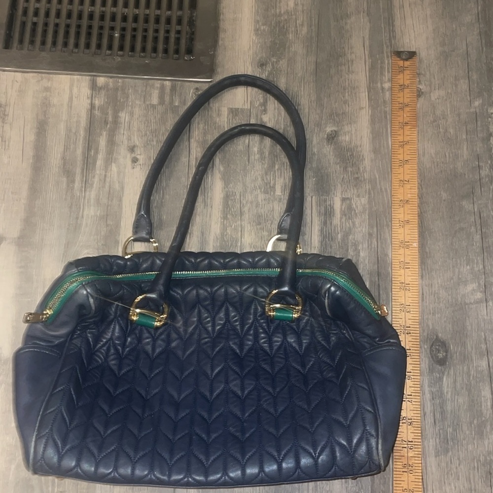 Ralph Lauren Blue Quilted Leather Zip Satchel - Picture 12 of 12